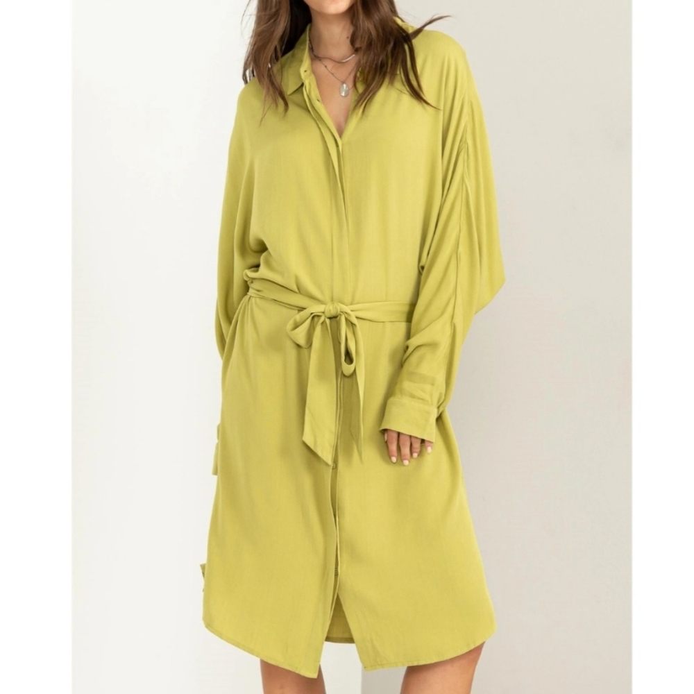 #623 🛑S,M,L NEW! Fabulous Back to Business Tie-Waist Shirt Dress